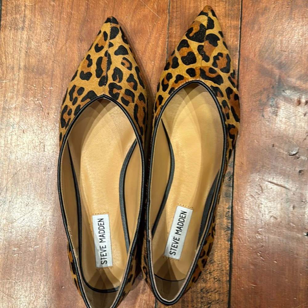 Calf hair leopard print flats. 8.5 never worn.